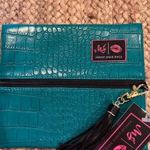 Makeup Junkie Small Bag Teal Leather & Tassel